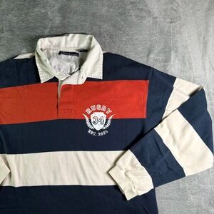 VTG Icebox Striped Rugby Polo Shirt Mens Large Long Sleeve Collegiate